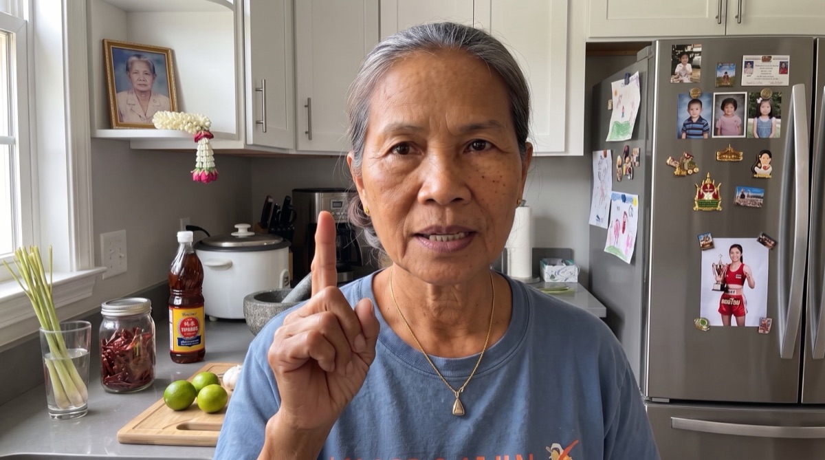 Mama Lek explaining a recipe
